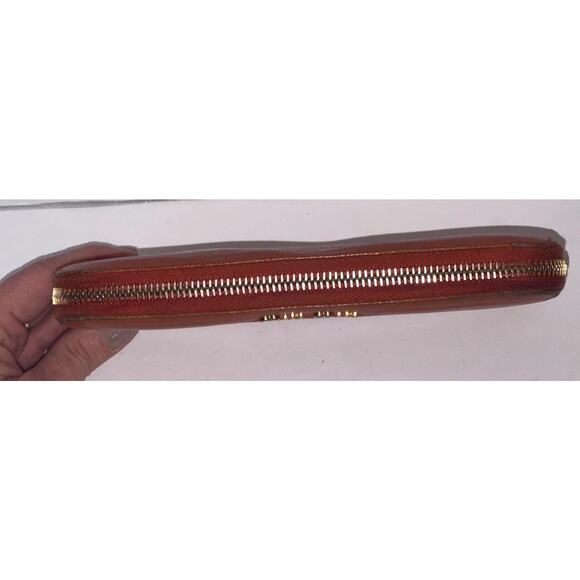 MIU MIU Madras Leather Zippy Wallet Orange Paprika Long Wallet Authentic - Picture 4 of 15